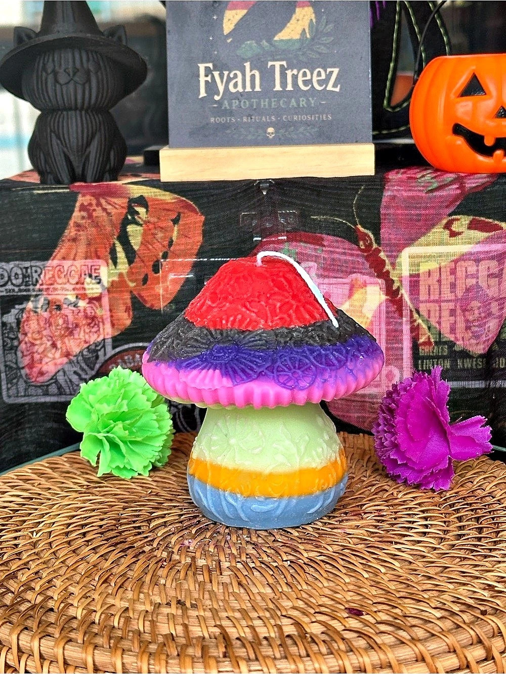 Magic Cauldron Toadstool Candle – One-of-a-Kind Multicolor Mushroom